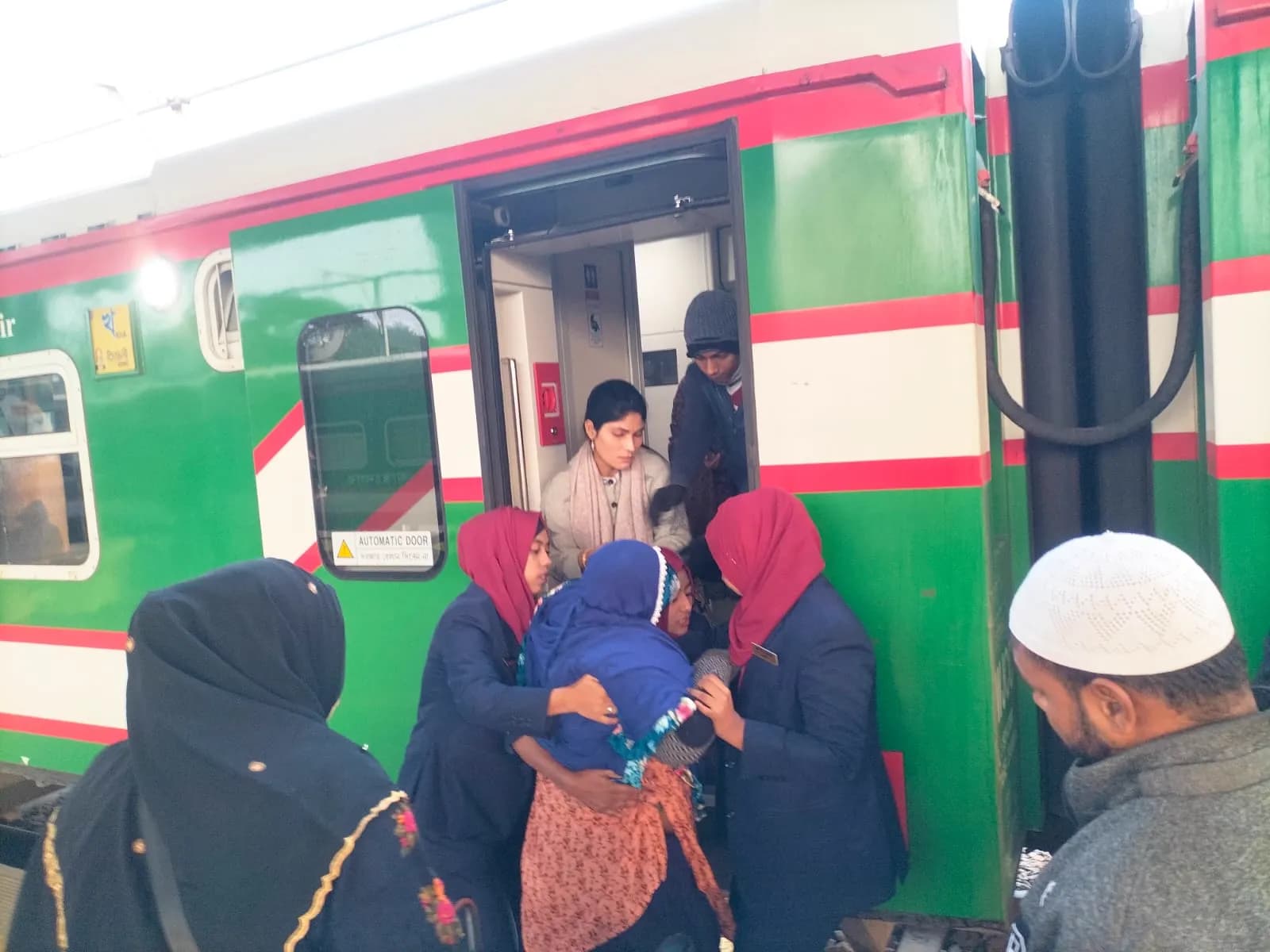Modern train interior with passenger seating